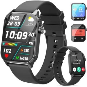 Smart Watches for Women Men, 1.83" HD Smartwatch with 120 Sports Modes, IP67 Waterproof, Bluetooth Call and Music Control；Heart Rate and Sleep Monitor (Black)